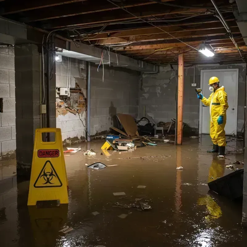 Flooded Basement Electrical Hazard in Washington County, IL Property